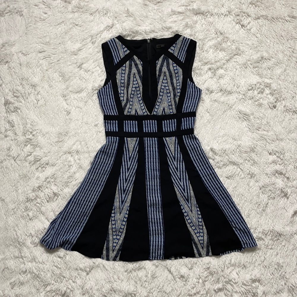 BCBGMaxAzria -  Women's - Black and Blue, Fit and Flare Dress - Size 0